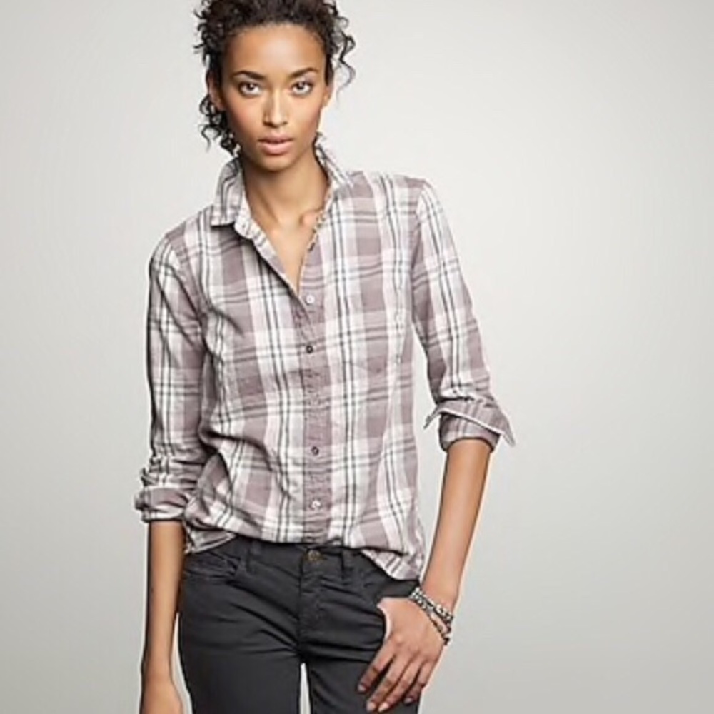 J. Crew Tomboy Plaid Button Front Shirt